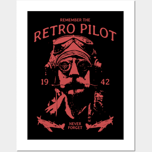 airplane pilot retro vintage Posters and Art